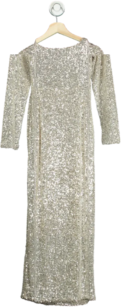 John Lewis Gold Sequin Long Sleeve Dress UK 8